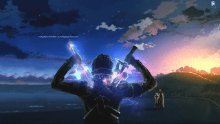 Gif Кирито с двумя мечами (Sword Art Online) (Живые обои аниме)