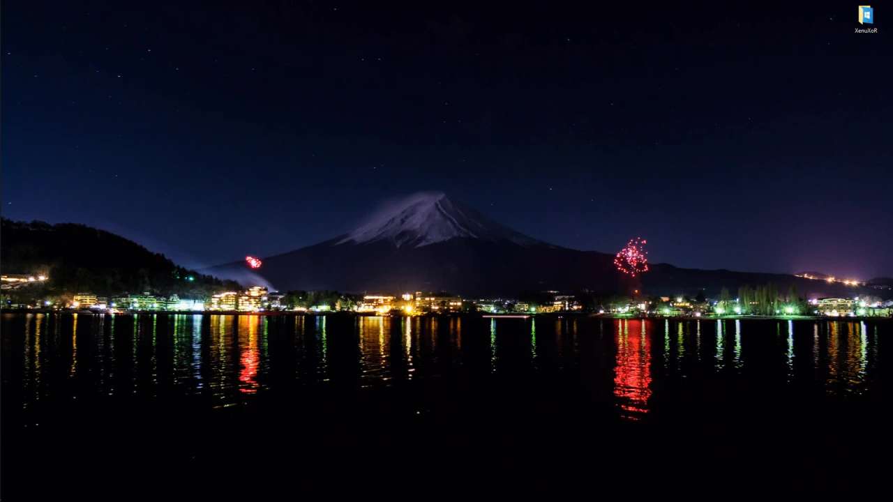 Видео Живые обои Салют на горе Фудзияма (Япония)
