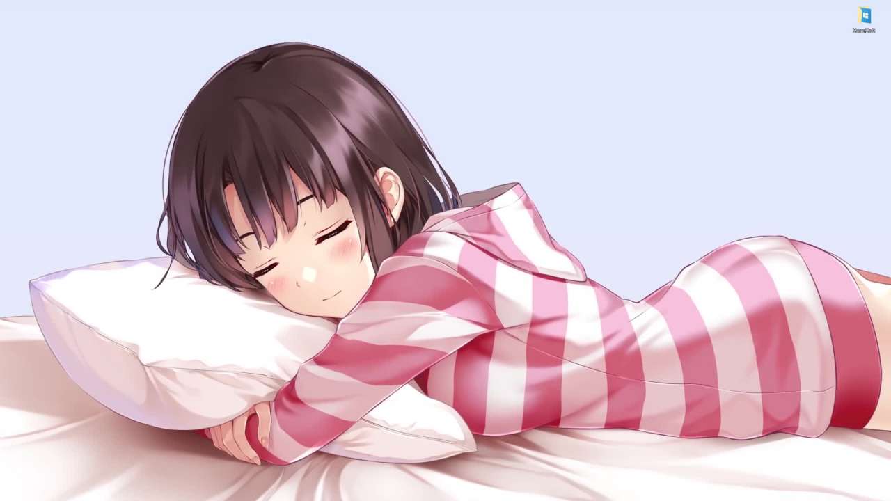 Видео Живые обои Спящая аниме девушка