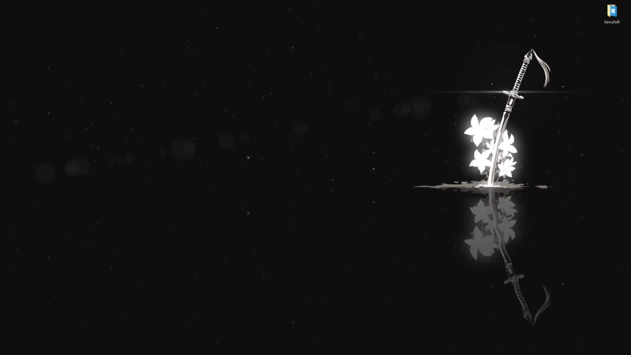 Видео Живые обои Белый меч на черном фоне (NieR Automata)