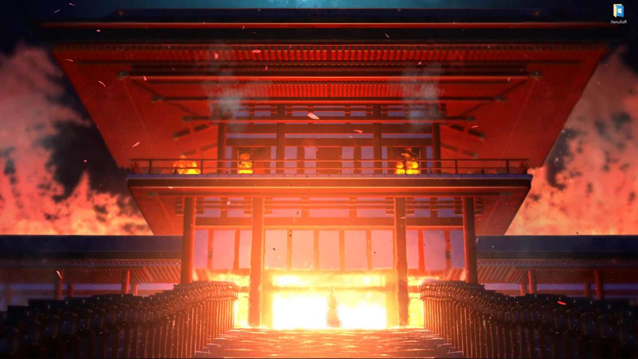 Видео Живые обои Пылающий Японский храм