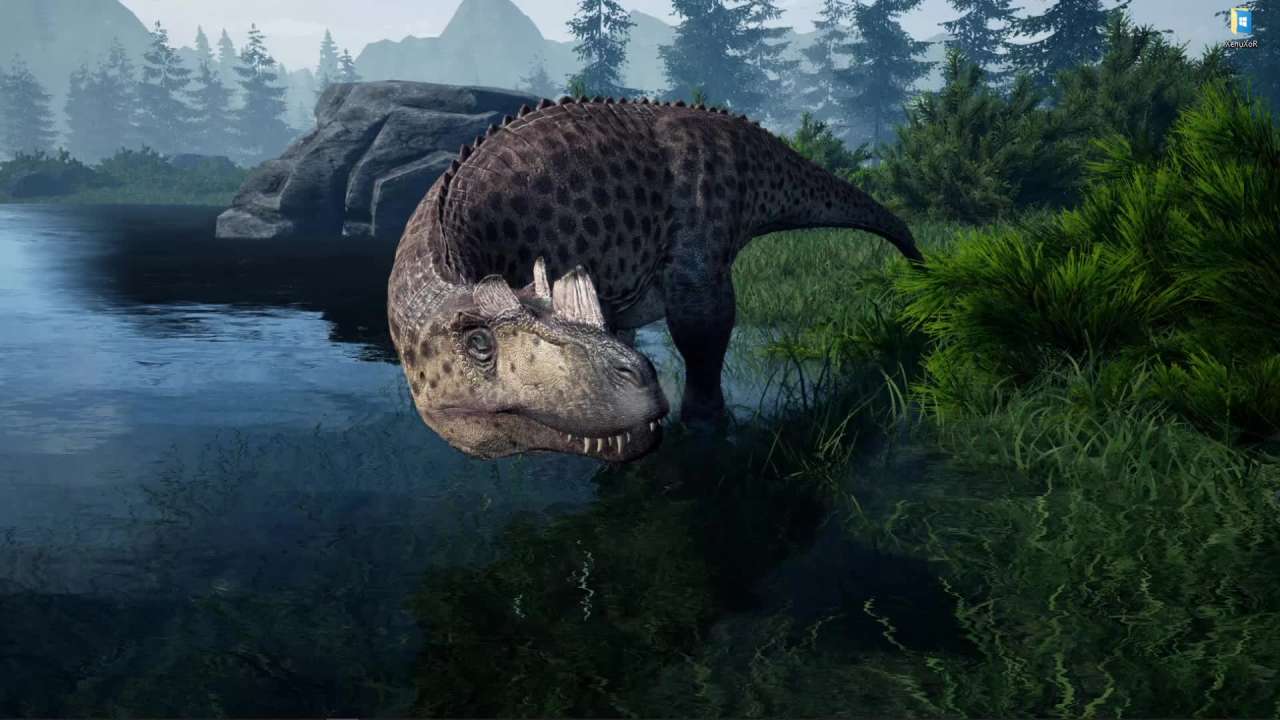 Видео Живые обои Цератозавр на острове