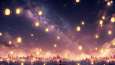 Звездное небо и множество китайских фонариков