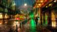 Проливной дождь в вечернем городе