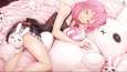 Girl Inori Yuzuriha from the anime Guilty Crown lies in bed