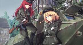 Anime girls in military uniform on the APC