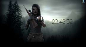 Часы - Девушка с ружьем на плече в лесу