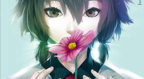 Anime girl is given a pink flower