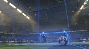 Soccer ball near the goal in Rocket League
