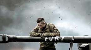 Brad pitt in the role of a tank commander in the film Fury