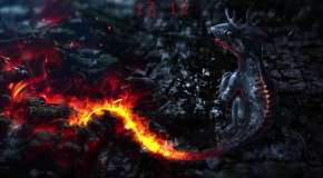 Visualizer dragon with a fiery tail