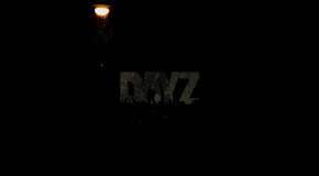The DayZ logo on the dark wall under the lantern