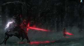The battle of two Sith in the winter Forest from Star Wars